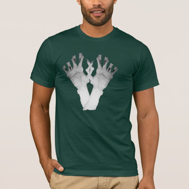 Camiseta diseño espantoso de manos monstruosas (Anverso)