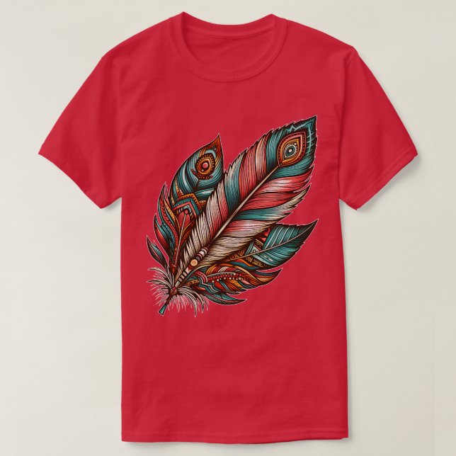 Camiseta diseño estadounidense de plumas indias TShirt (Diseño del anverso)