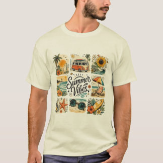 Camiseta Diseño Estético Premium de Vibraciones de Verano