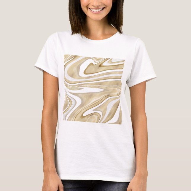 Camiseta Diseño estético Retro Gold Swirl Liquid Pintura (Anverso)