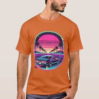 Camiseta Diseño Estético Vaporwave de Conducción de Coche e
