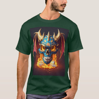 Camiseta diseño estilo cráneo de mascota de drago 100% algo