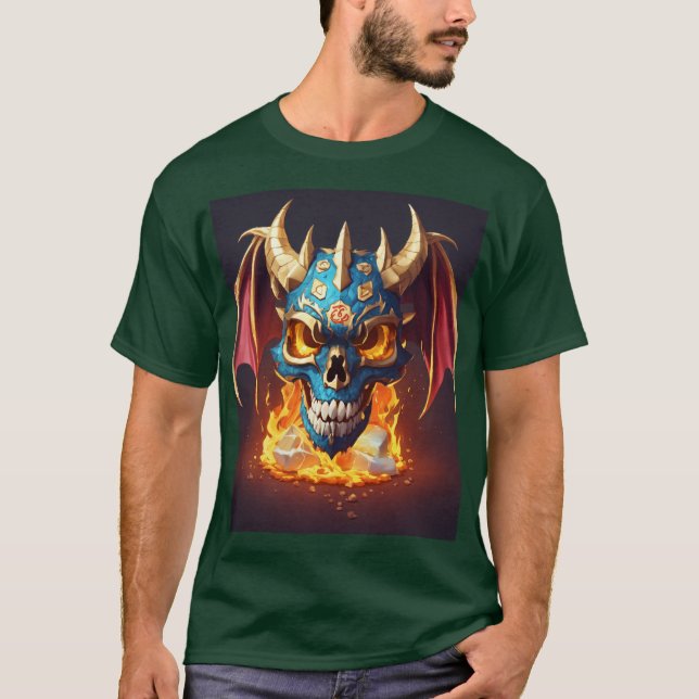 Camiseta diseño estilo cráneo de mascota de drago 100% algo (Anverso)
