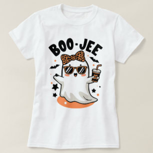 Camiseta Diseño fantasma de Halloween con impresión de leop
