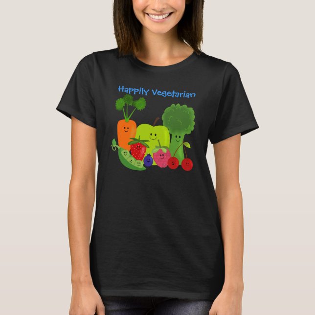 Camiseta Diseño feliz de las frutas y verduras (Anverso)