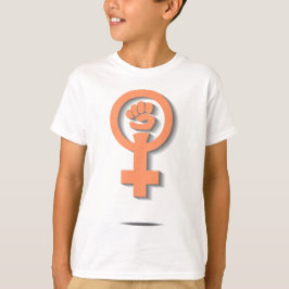 Camiseta Diseño feminista anaranjado de la muestra del