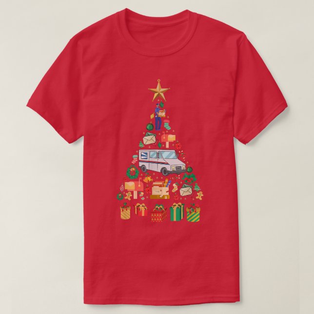 Camiseta Diseño festivo de árbol de navidad postman (Diseño del anverso)