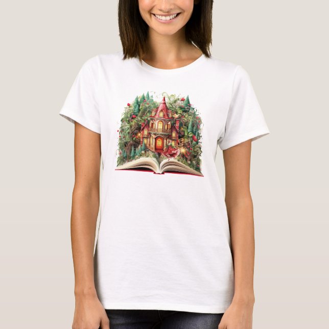 Camiseta Diseño festivo de libro de Navidad (Anverso)