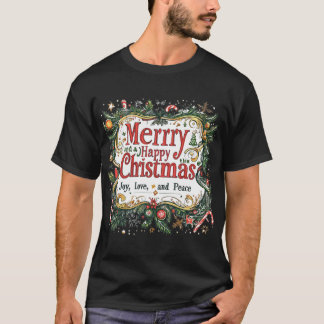Camiseta Diseño festivo de pegatinas de Navidad - Alegría, 