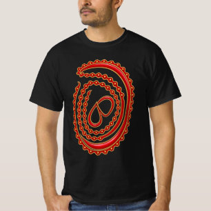 Camiseta Diseño Floral Abstracto en Espiral de Línea Roja E