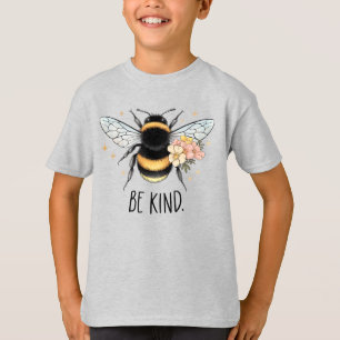 Camiseta Diseño Floral Amable Abeja Lindo Inspirador