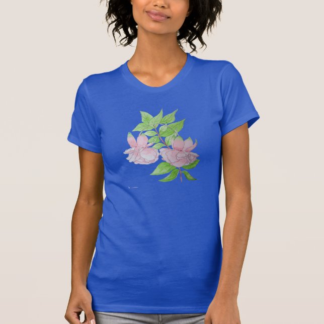 Camiseta diseño floral con flores rosa bonito (Anverso)
