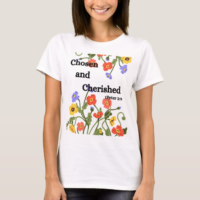 Camiseta Diseño floral con verso biblial (Anverso)