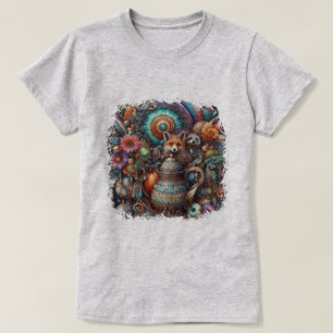 Camiseta Diseño floral de Boho Fox Raccoon