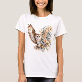 Camiseta Diseño floral de búho acuarela PNG ave flores