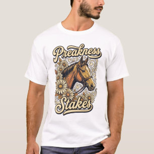 Camiseta Diseño Floral de Carrera de Caballos Antiguos Prea