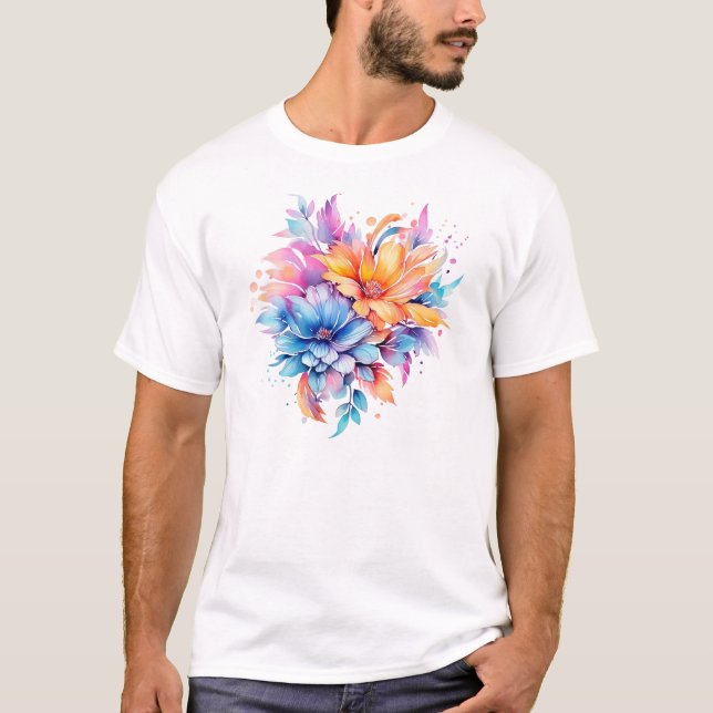 Camiseta Diseño Floral de Flores Acuarela-24683 (Anverso)