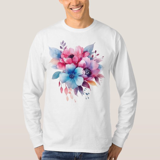 Camiseta Diseño floral de flores de acuarela (Anverso)