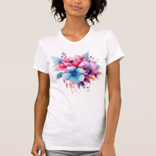 Camiseta Diseño floral de flores de acuarela