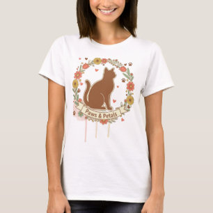 Camiseta Diseño floral de gato Paws & Petals