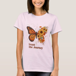 Camiseta Diseño floral de girasol de mariposa monarca – Con