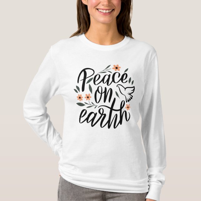 Camiseta Diseño floral de la paz en la Tierra (Anverso)
