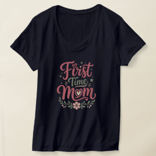 Camiseta Diseño Floral de Madre por Primera Vez Lindo