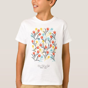 Camiseta Diseño floral de patrón vibrante de tulipán en bla
