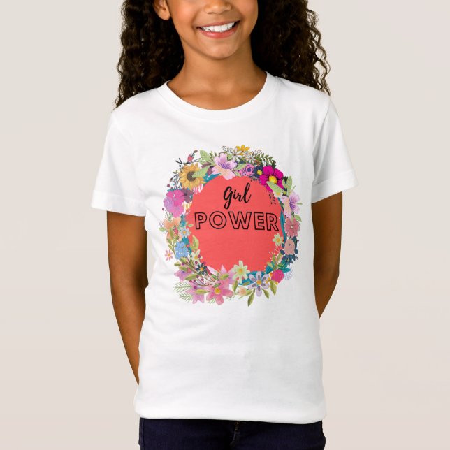Camiseta Diseño floral de potencia chica (Anverso)