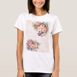Camiseta Diseño Floral de Rosa Personalizado Vintage Rústic