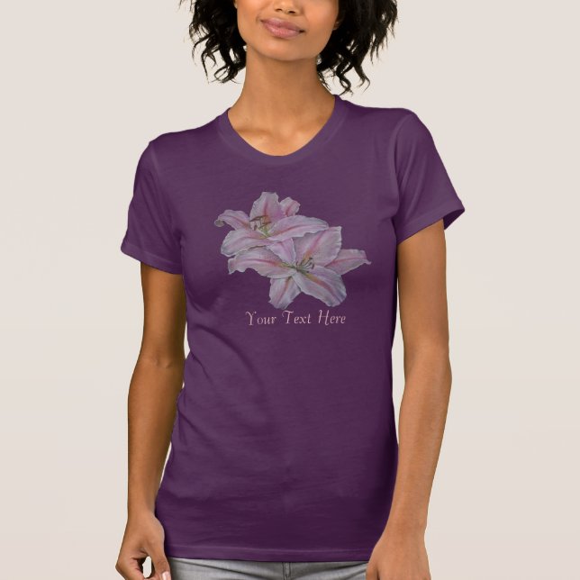 Camiseta diseño floral flores de lirio rosa (Anverso)