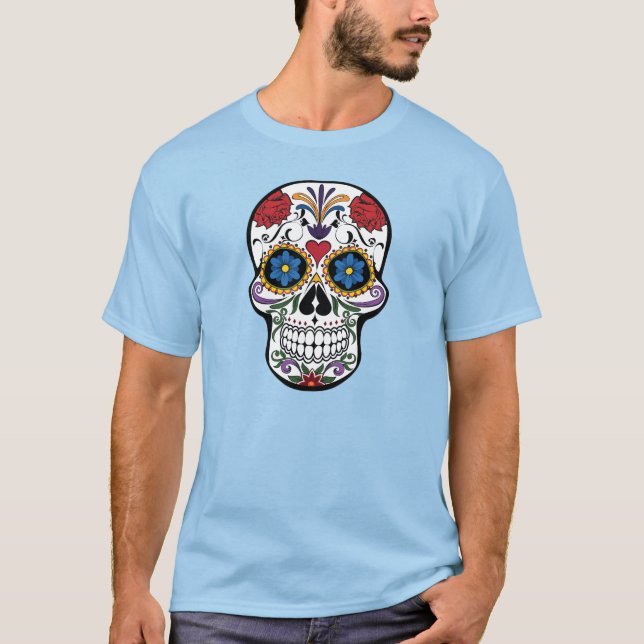 Camiseta Diseño floral fresco del cráneo (Anverso)