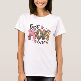 Camiseta Diseño Floral Leopardo Arcoíris de Mamá Siempre