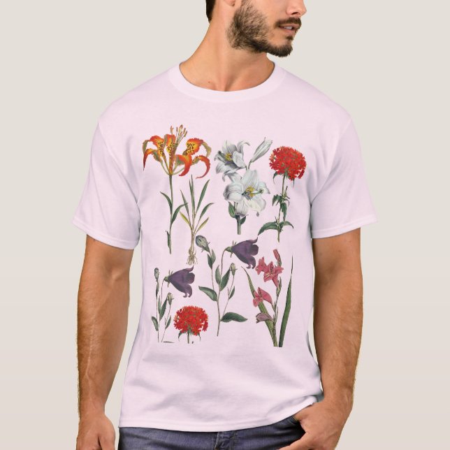 CAMISETA DISEÑO FLORAL RETRO ELEGANTE CON LILIES (Anverso)