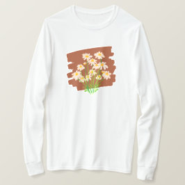 Camiseta Diseño floral rústico sobre fondo marrón