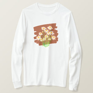 Camiseta Diseño floral rústico sobre fondo marrón