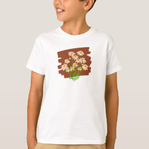 Camiseta Diseño floral rústico sobre fondo marrón