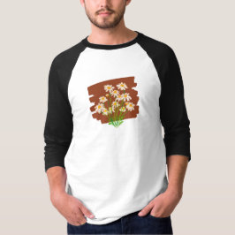 Camiseta Diseño floral rústico sobre fondo marrón