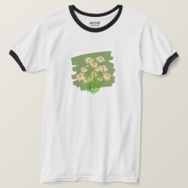 Camiseta Diseño floral rústico sobre fondo verde