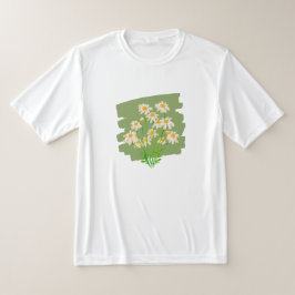 Camiseta Diseño floral rústico sobre fondo verde