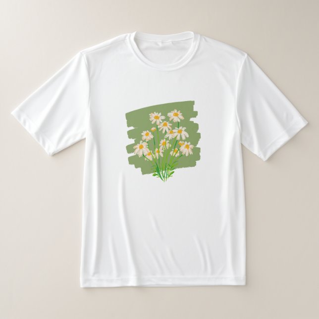 Camiseta Diseño floral rústico sobre fondo verde (Distribución)