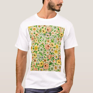 Camiseta Diseño floral tradicional de primavera india