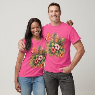 Camiseta Diseño floral tropical en acuarela vibrante - Hibi