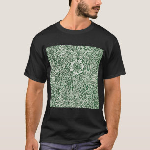 Camiseta diseño floral verde caléndula de william morris