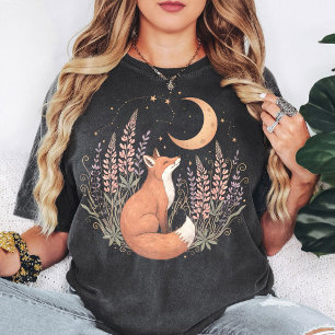 Camiseta Diseño Floral Zorro Luna y Estrellas