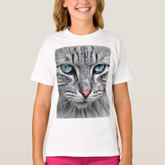 Camiseta Diseño fractal de cara de gato (Anverso)