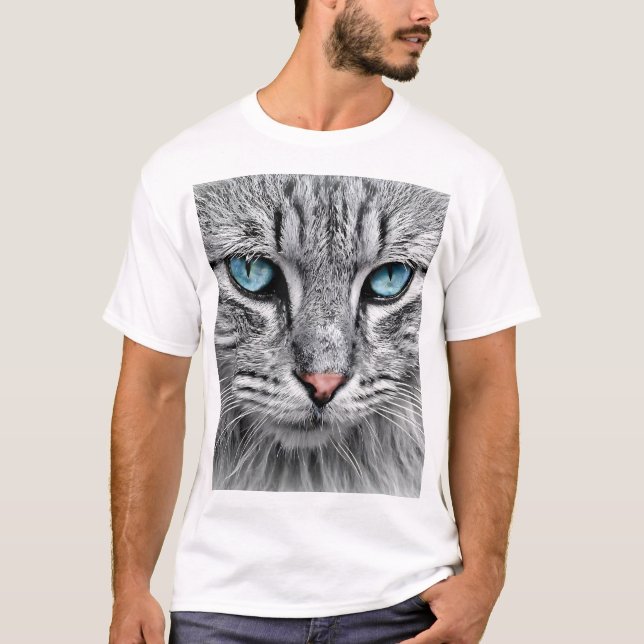 Camiseta Diseño fractal de cara de gato (Anverso)