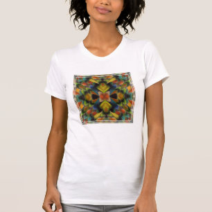 Camiseta Diseño fractal de las plumas de la lovebird