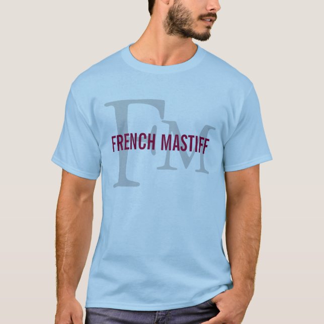 Camiseta Diseño francés del monograma de la raza del mastín (Anverso)