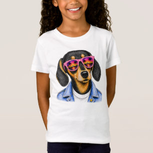 Camiseta Diseño fresco de perro Dachshund atardecer de vera